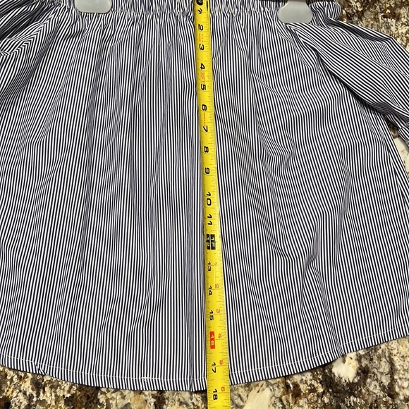 Off shoulder blue and white striped open back top women’s size L 100% cotton - Picture 11 of 16